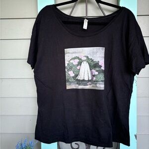 Scoop Neck Ghost Boyfriend T Shirt Halloween Gothic